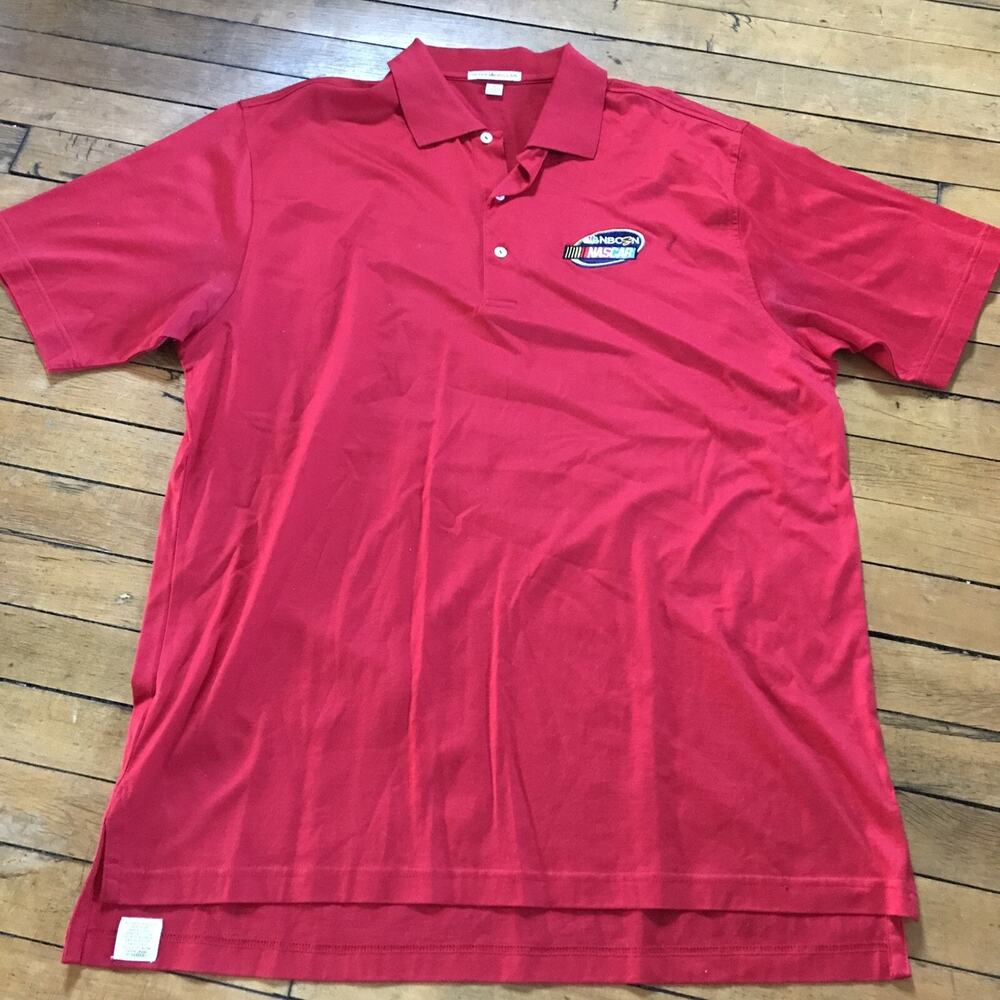 Peter Miller Polo‎ Shirt NBCSN NASCAR Logo Large Red EUC